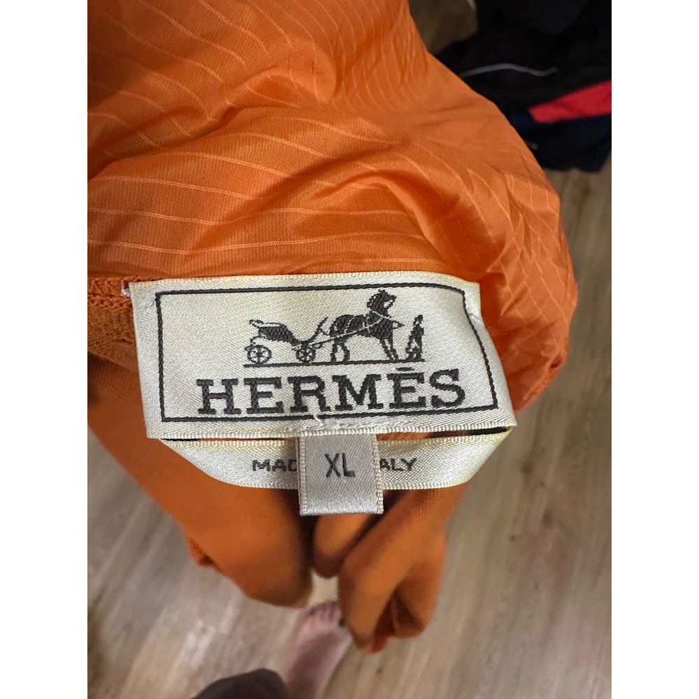 Hermes Blousson Zippe a Capuche Hooded Zip Up orange Jacket men size xl wool - Picture 5 of 6